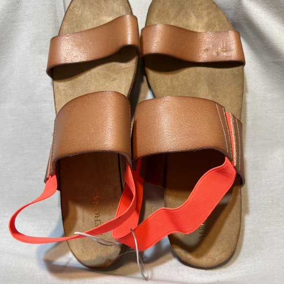 Target’s Merona Flat Sling Back Sandals Beige with Neon Orange Straps Si… - Picture 5 of 10